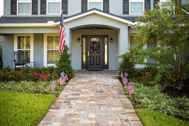 walkway up to front door of home