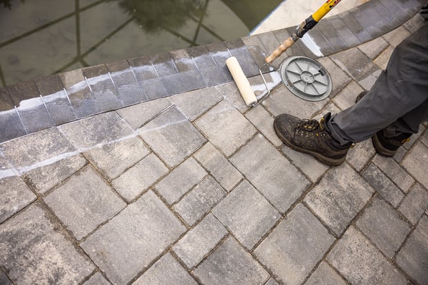maintenance crew paver sealing patio pool 18