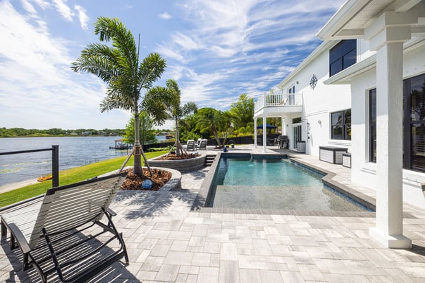 pool patio with pavers