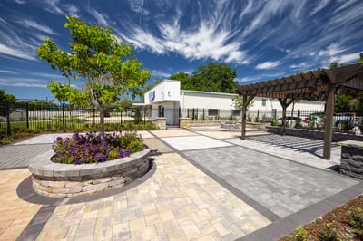 office hardscape display raised planter and paver patios 2