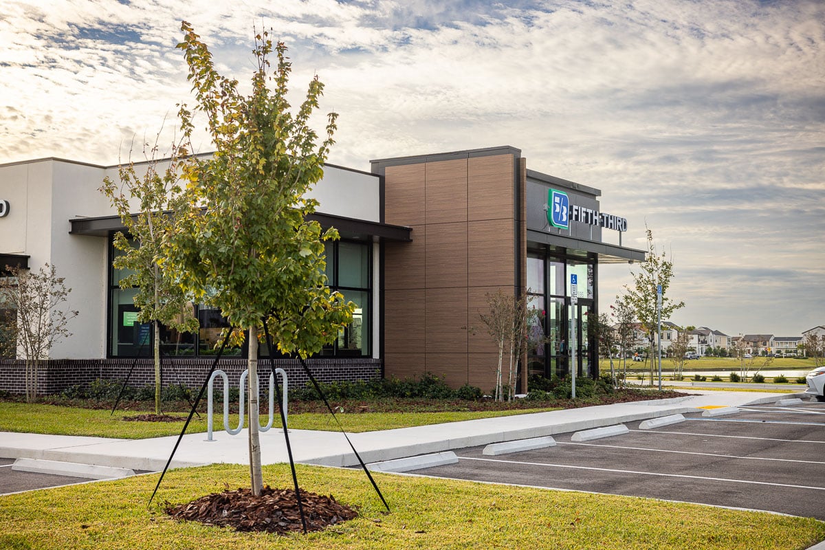 commercial retail complete parking lot island trees sod 2