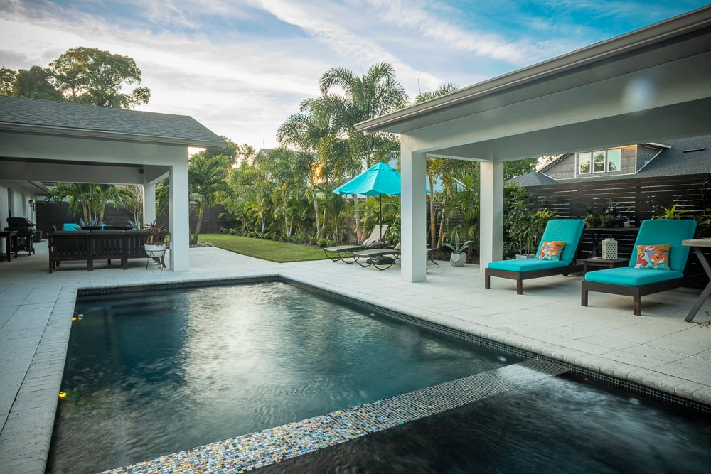 pool with patio