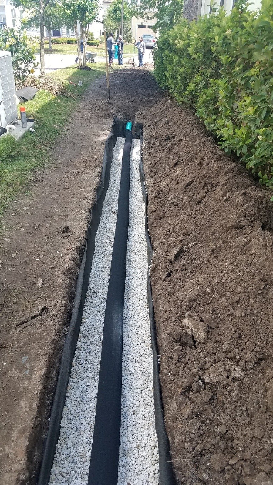 French drain in Orlando lawn