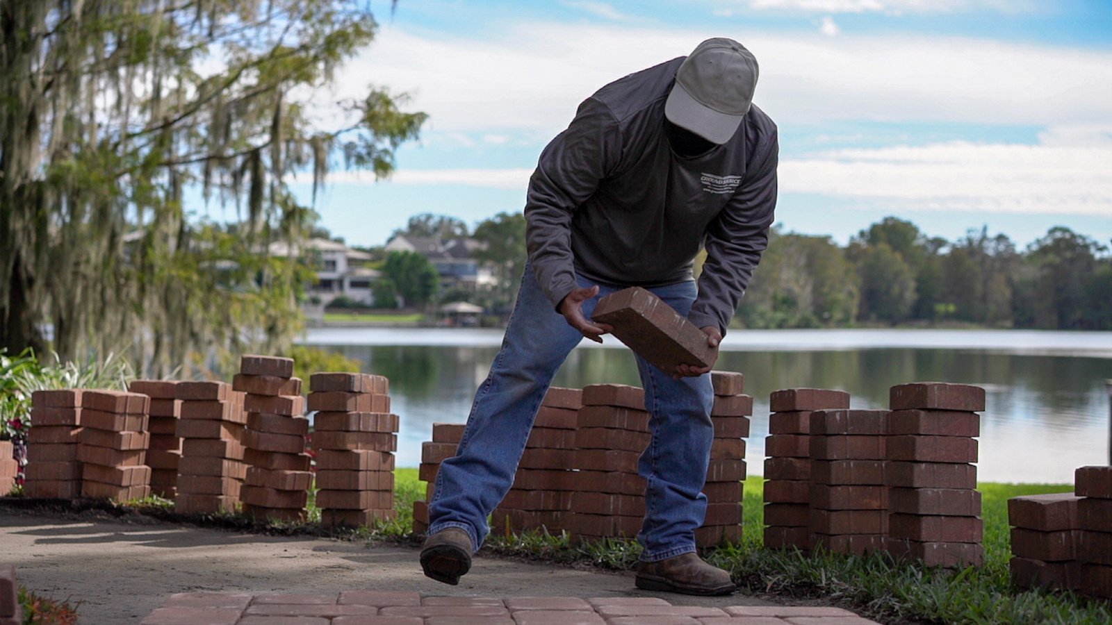 Hardscape installation company employee