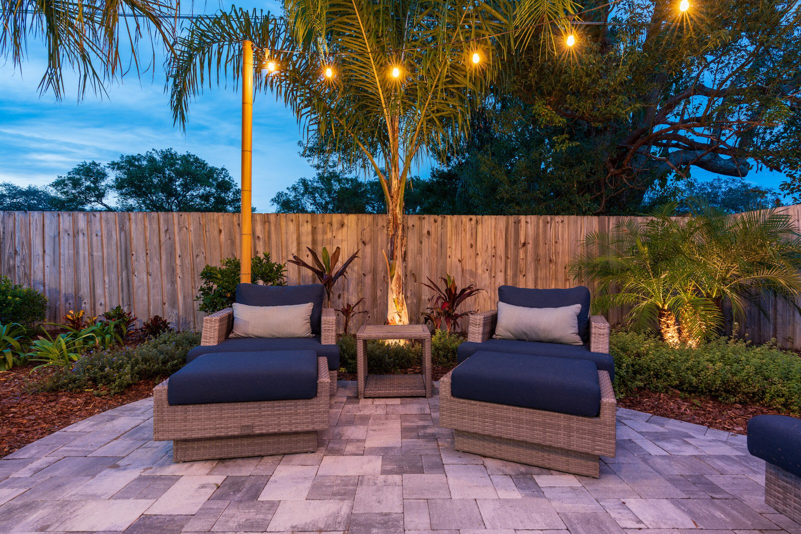 String lights added to paver patio