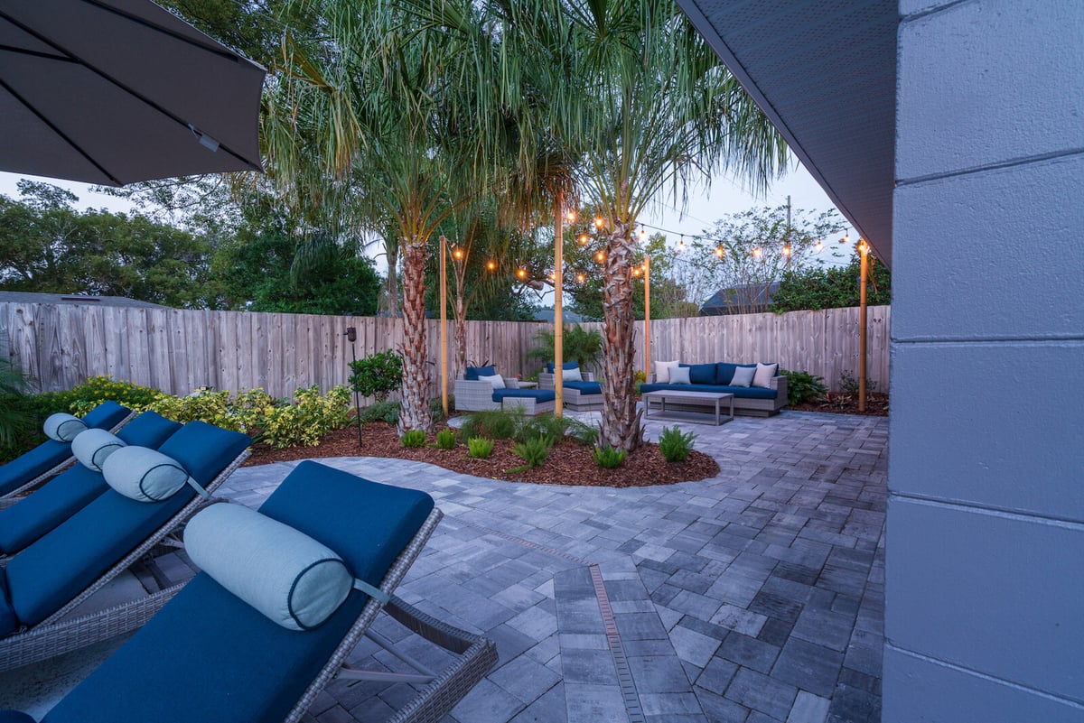 trees planting in grouping near patio