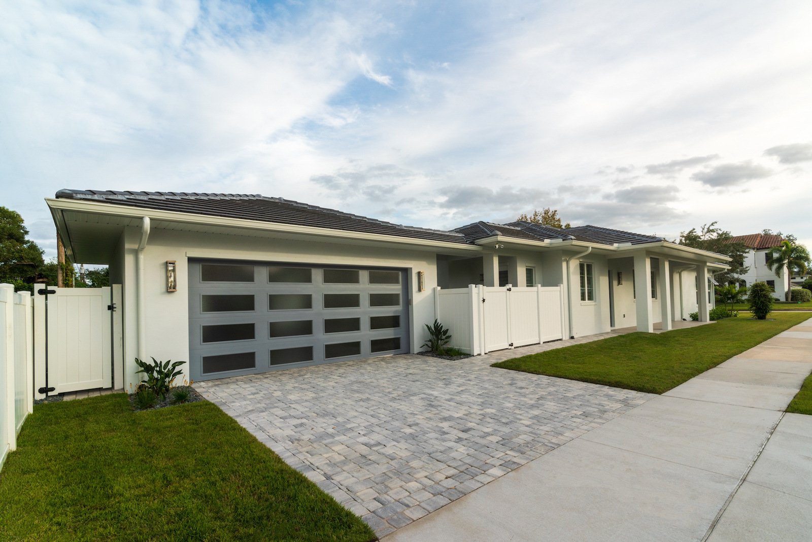 gray paver driveway