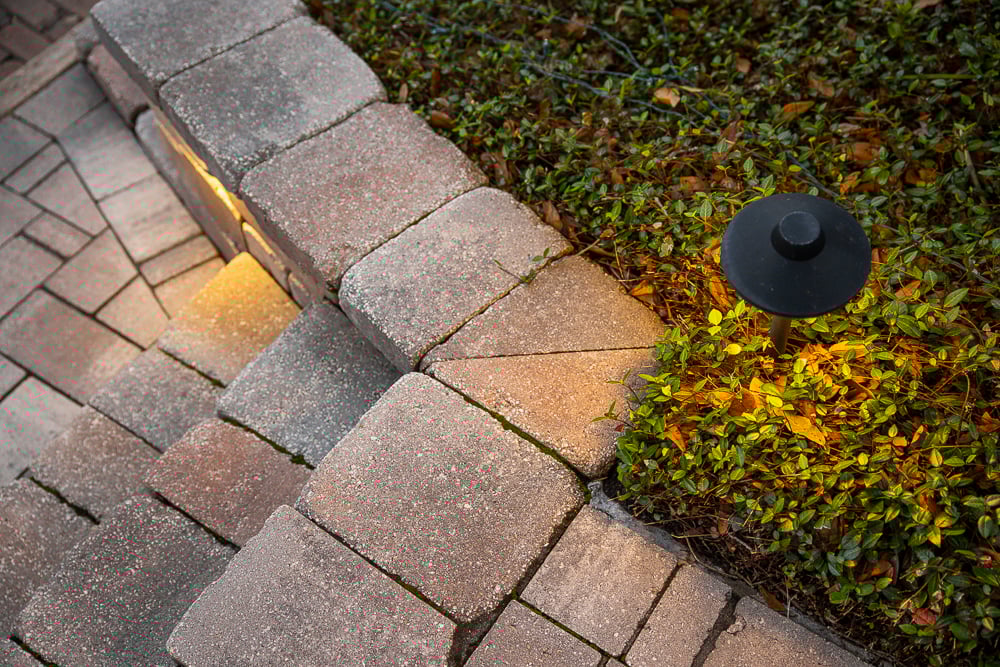 Landscape Lighting, Groundcover Bed, Paver Stairs and Walkway 1