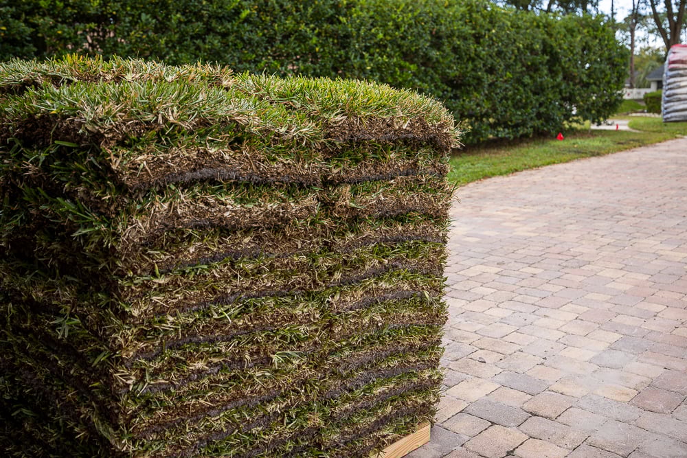 pallet of sod delivered to a central florida home