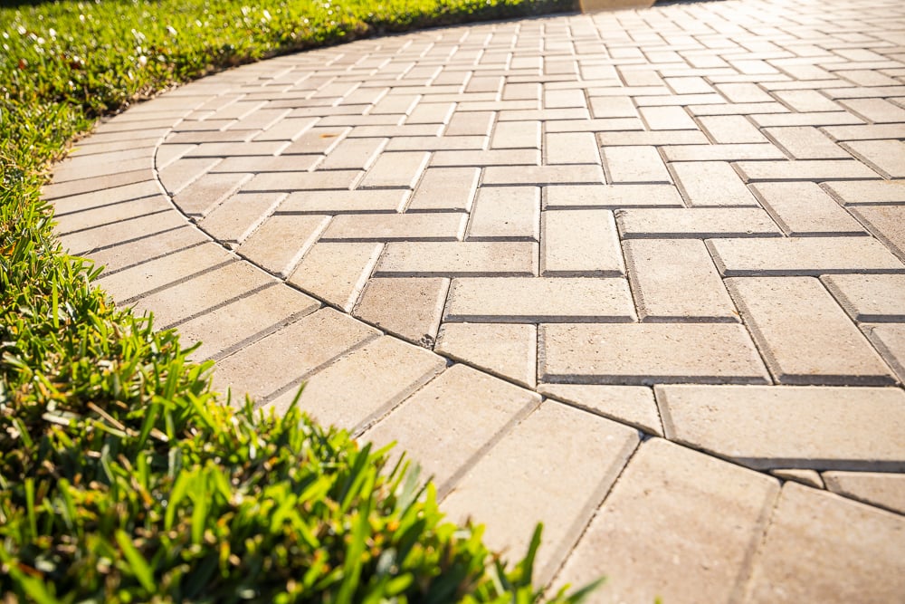 circle paver patio and lawn
