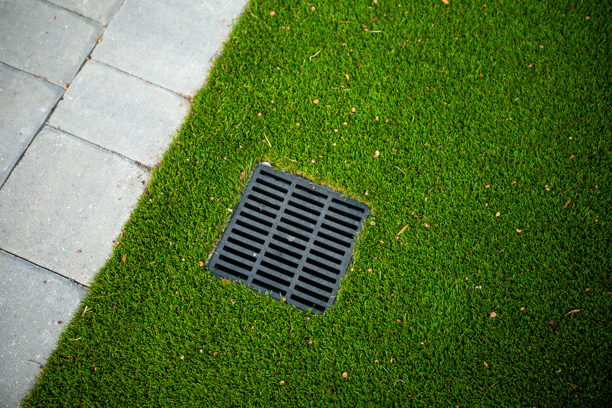drainage grate in artificial turf