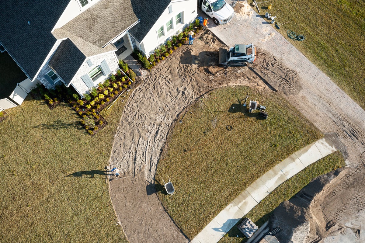 aerial photo of driveway under constrcution