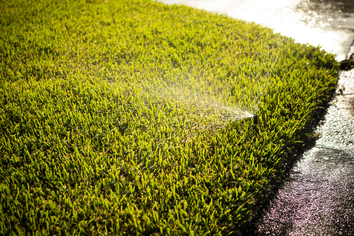 smart irrigation sprinkler head in grass
