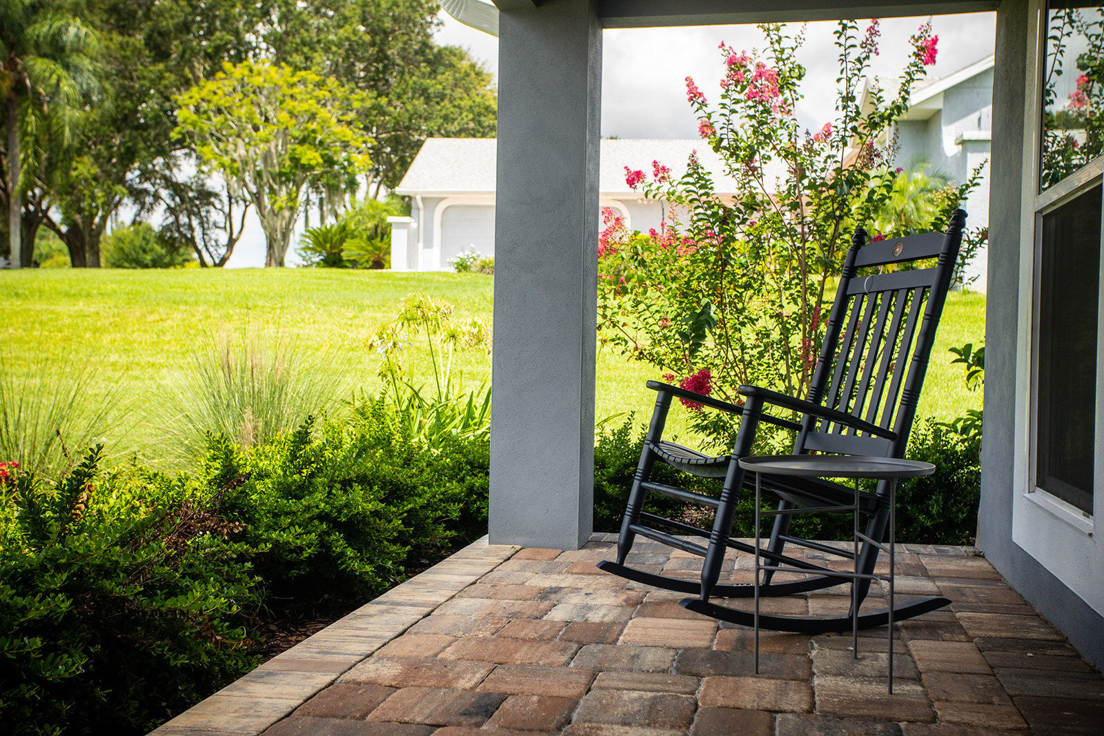 front porch patio with pavers