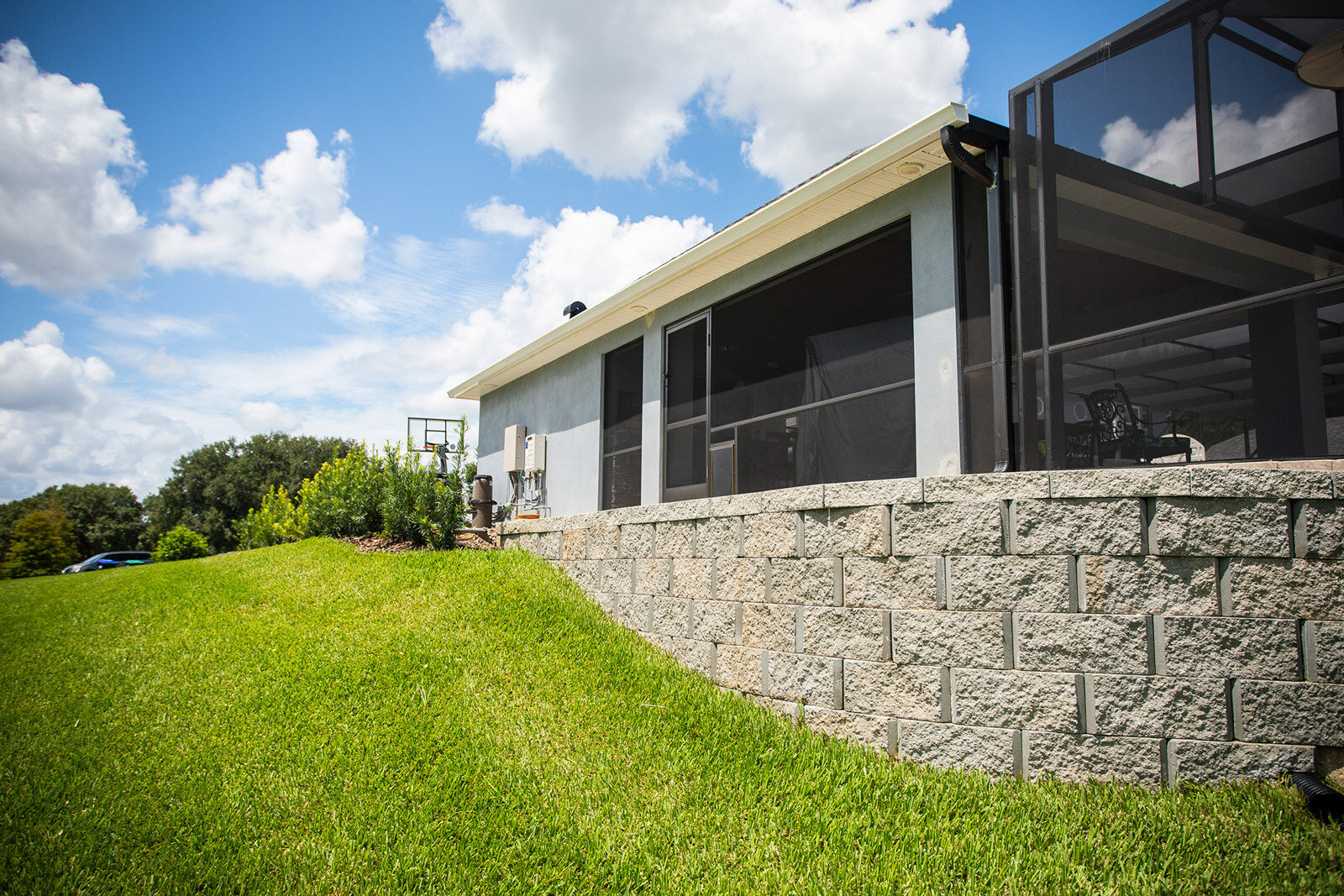 retaining wall in backyard