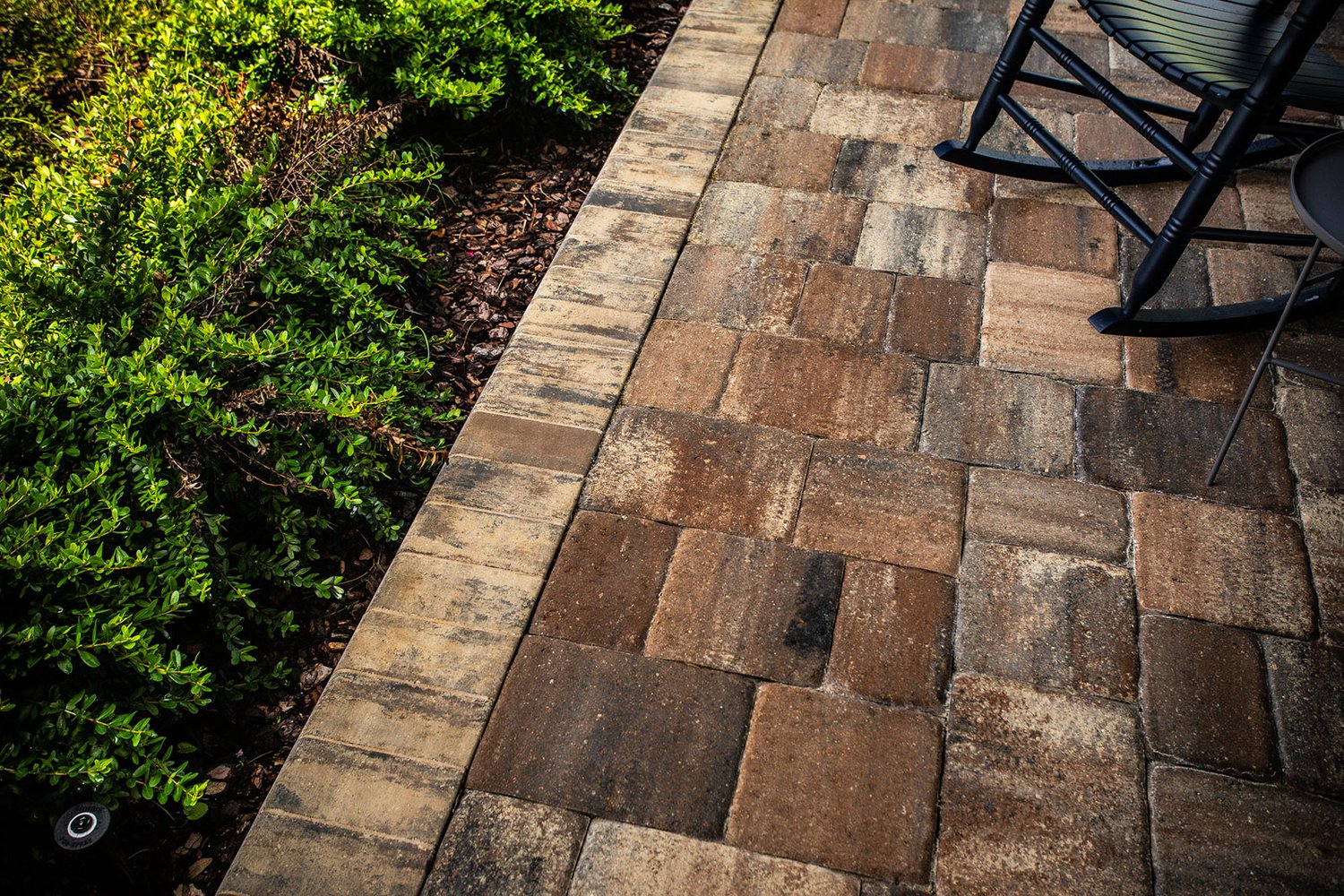 Soldier Course boarder along a paver patio