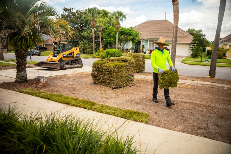 sod being delivered and installed at Orlando, FL home