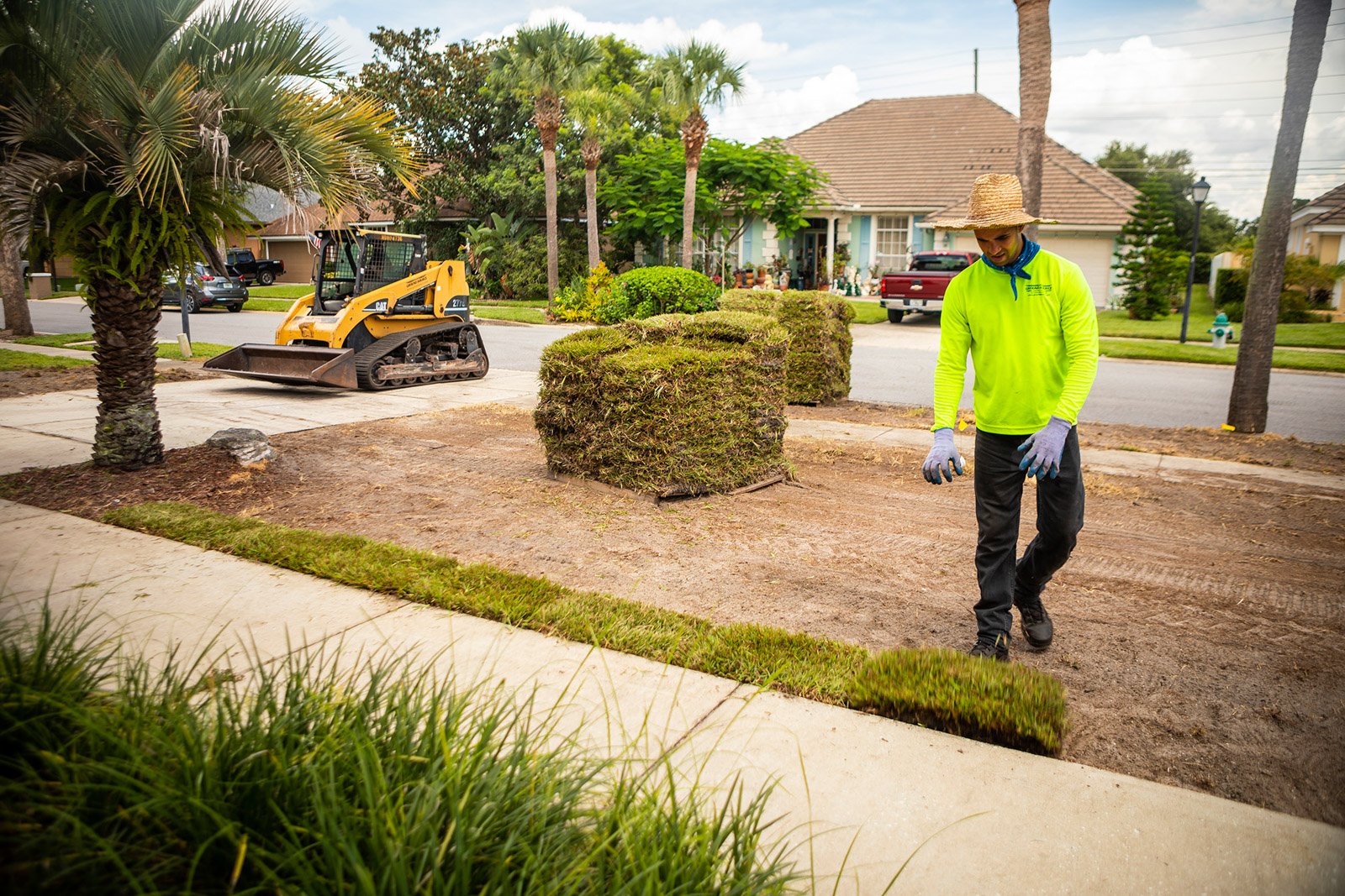 Sod installation professionals installing sod