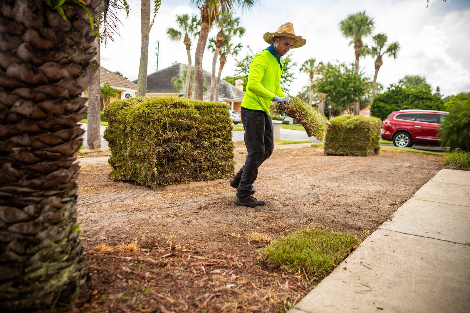 Ground Source team installing sod in Florida