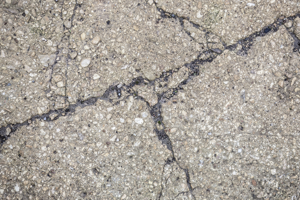 Cracked concrete patio