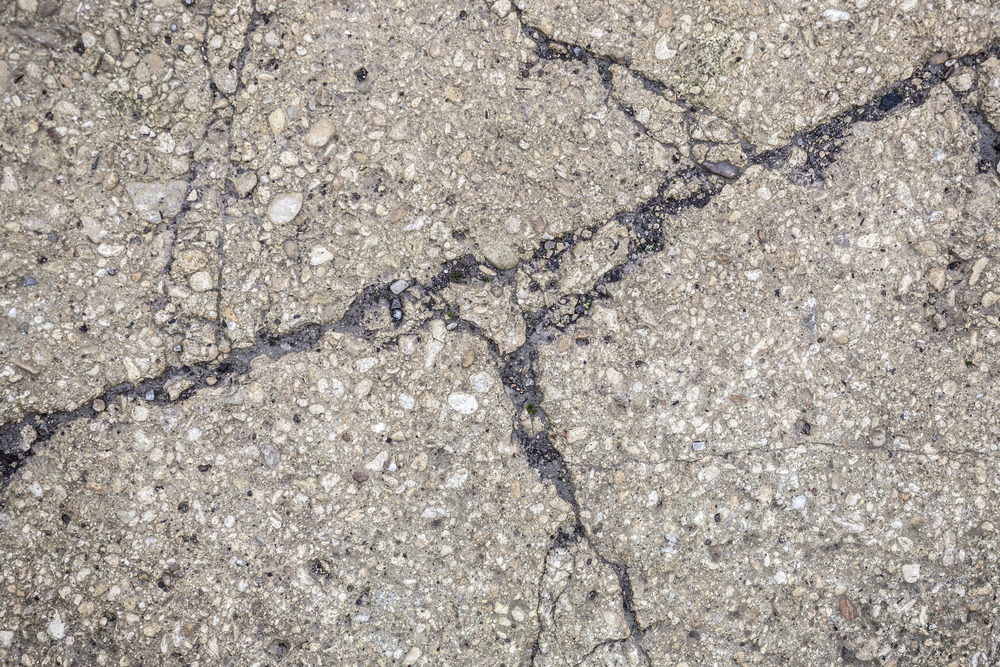 Cracked concrete driveway