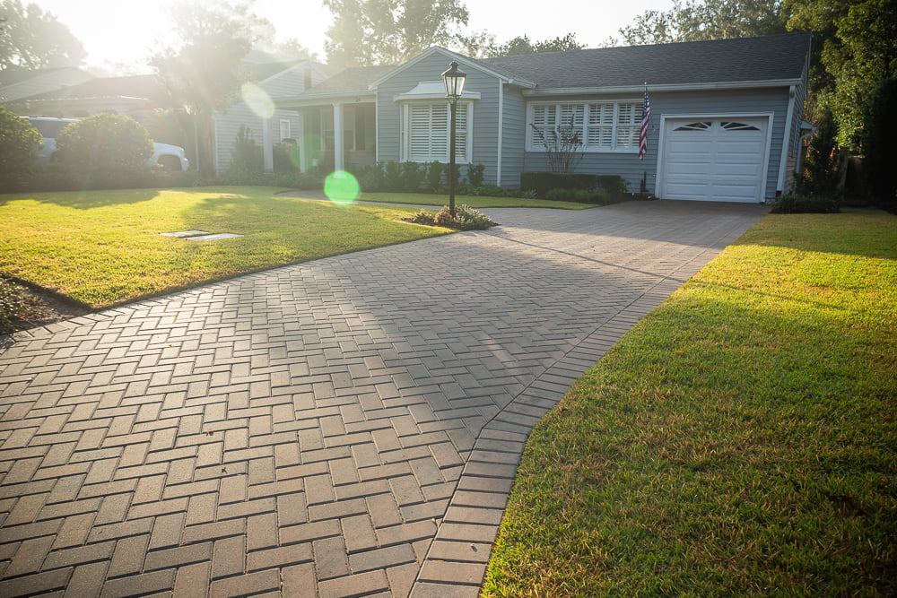 paver driveway in front of home