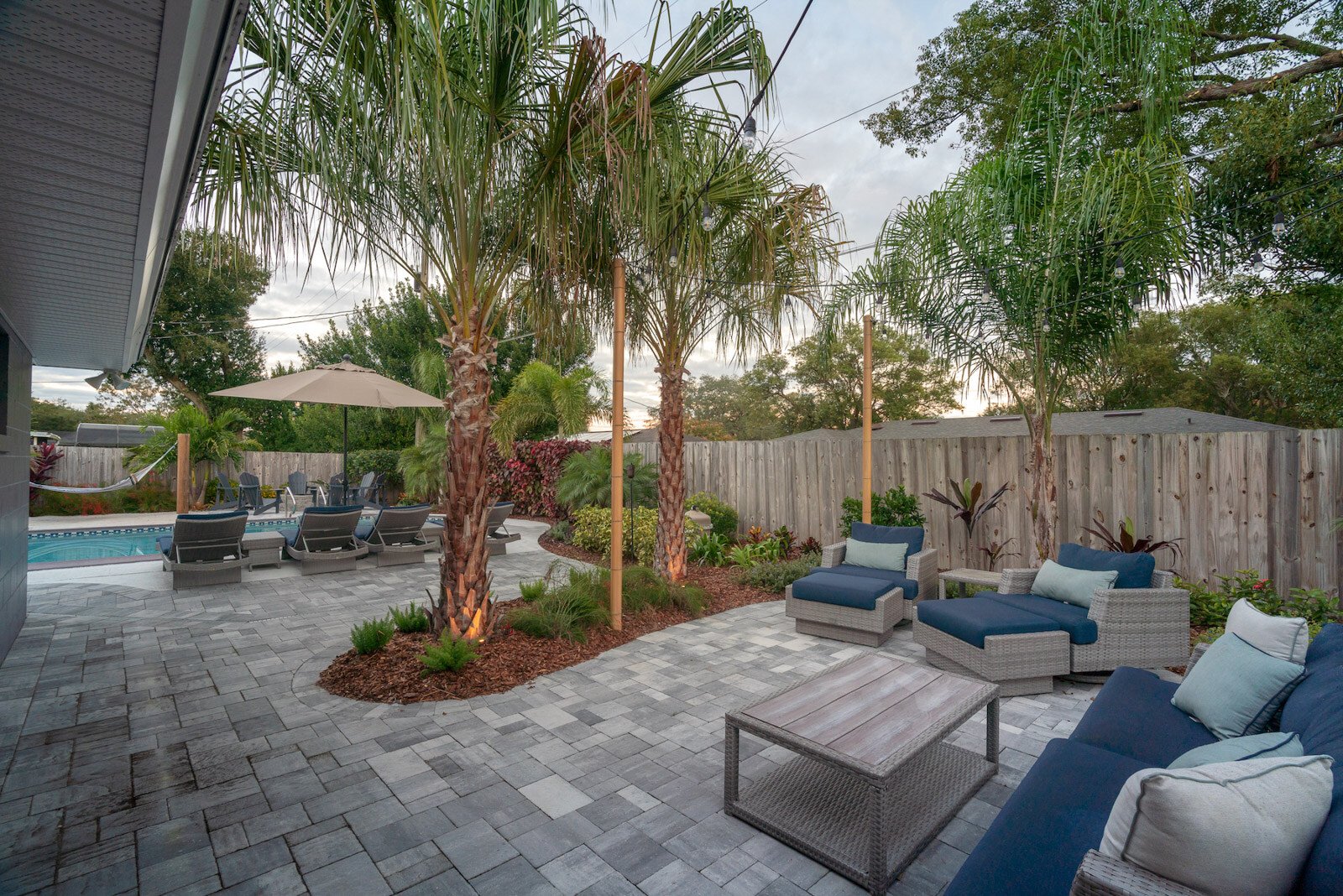 Shade trees in patio