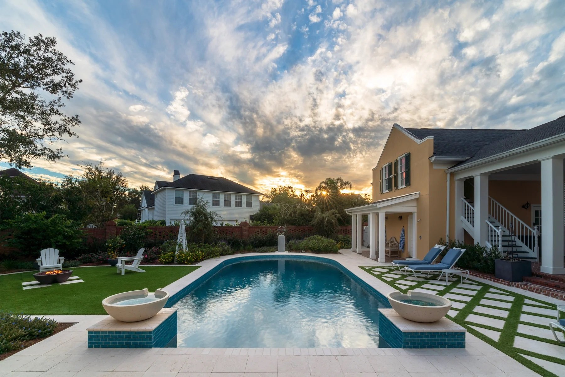 Backyard pool and landscape