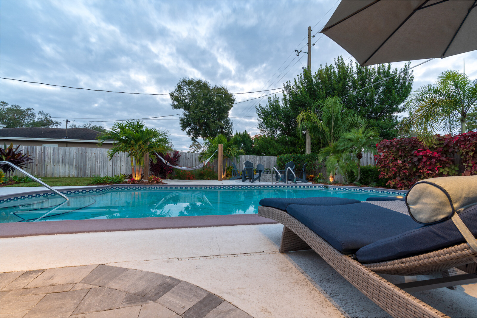 Pool patio with concrete and pavers