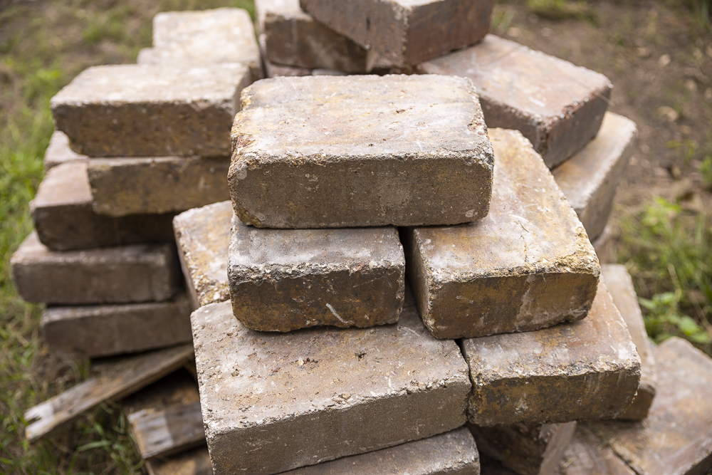 stack of concrete paving stones