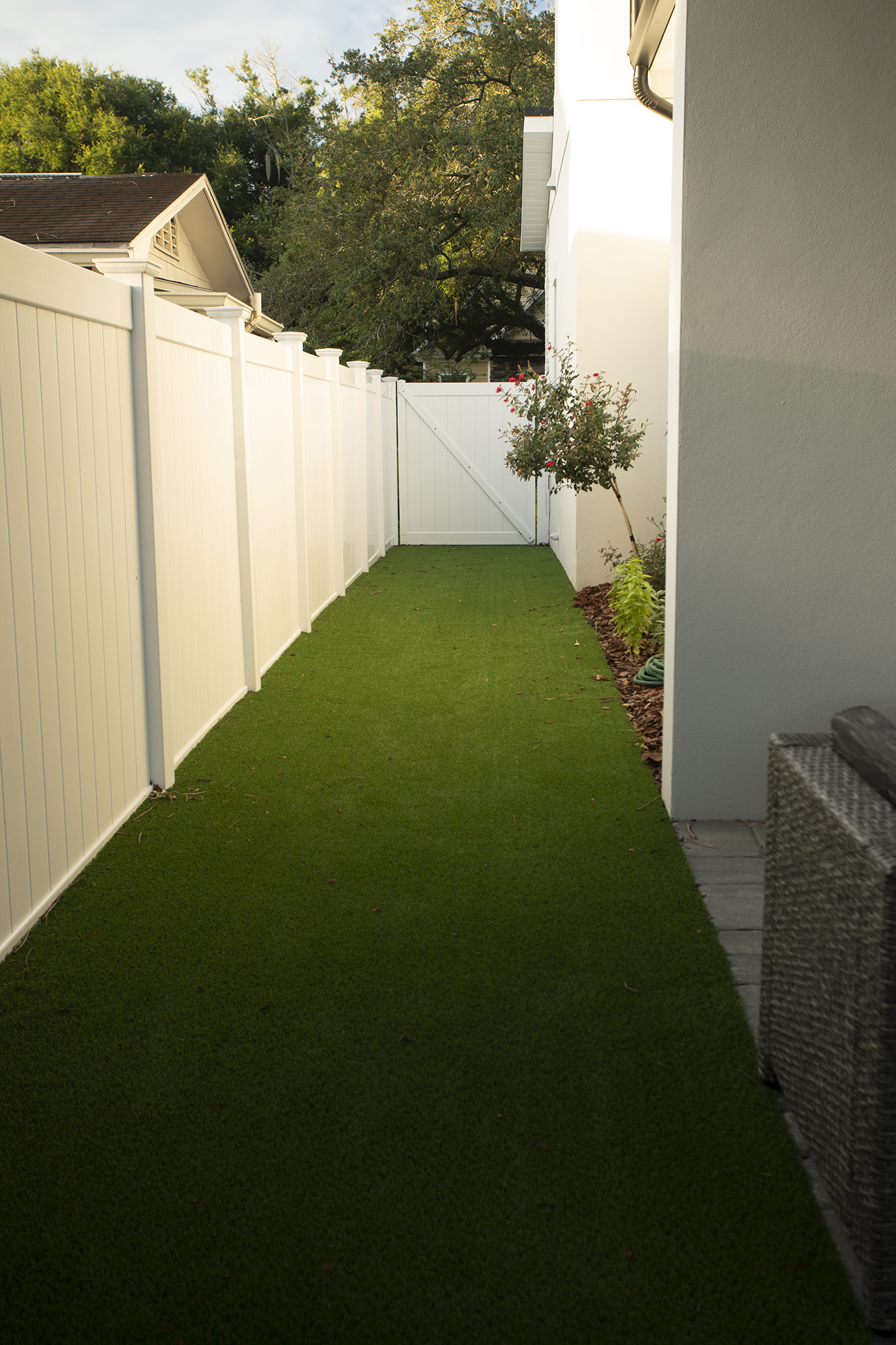 artificial turf along side of home