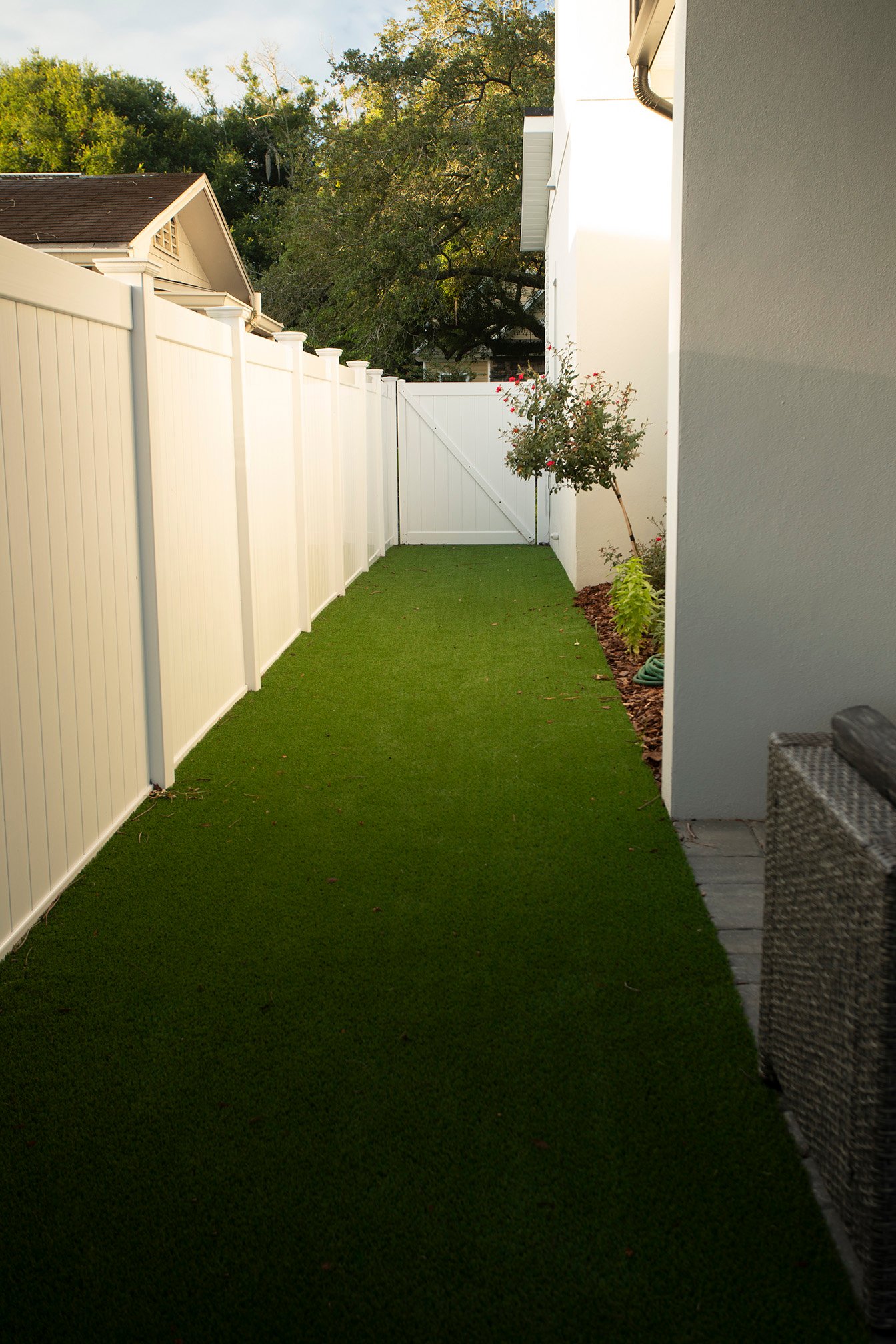 artificial turf along side of home