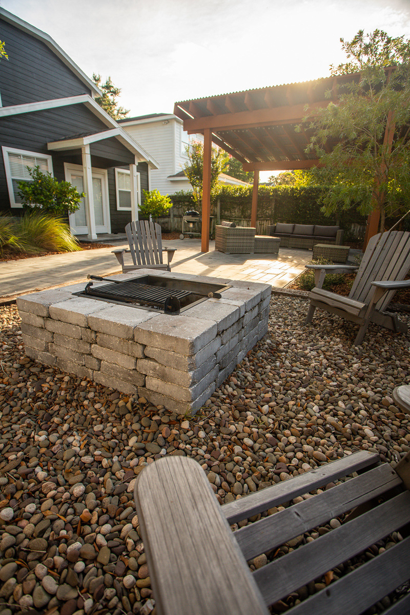 stamped concrete patio with fire pit on Landscaping Irrigation Lawn Care Advice Ground Source Blog Hardscaping 2