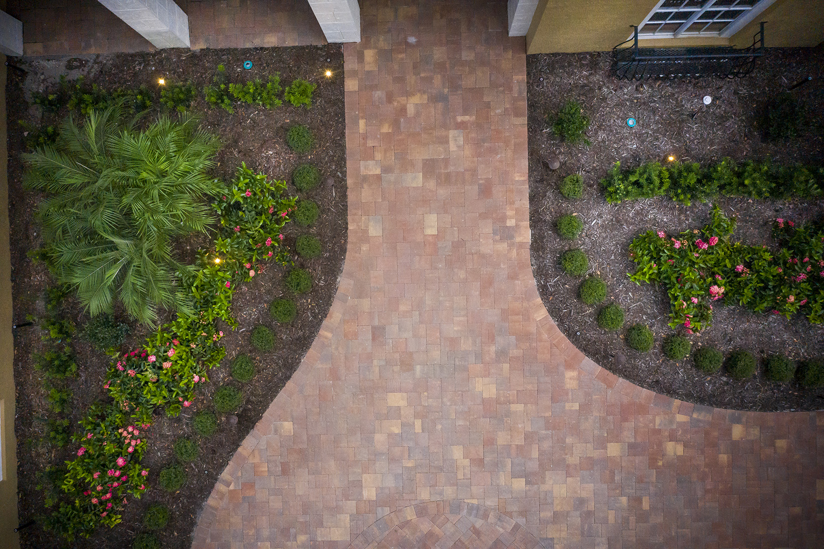 walkway with pavers aerial view